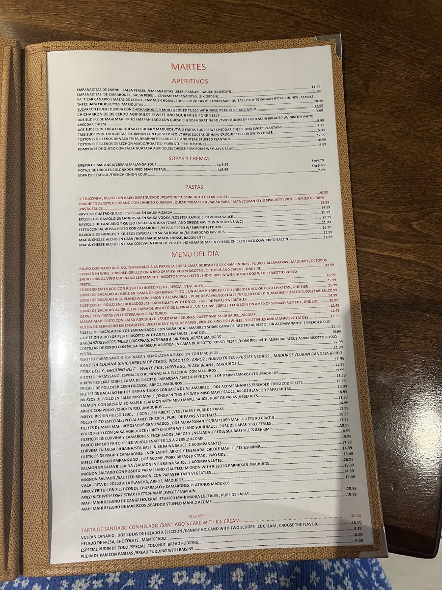 Islas Canarias Restaurant Menu - Image 1